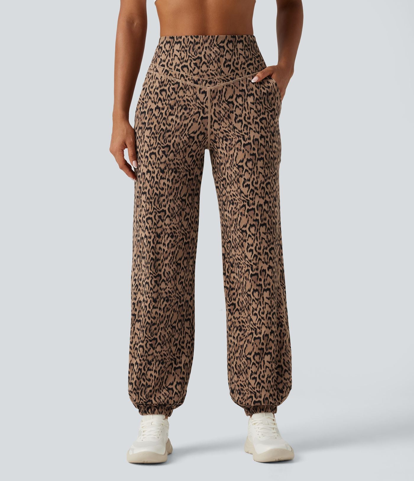 Jogging de yoga Halara UltraSculpt™ taille haute gainant imprimé léopard avec poches
