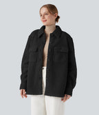 Veste sherpa à col à manches longues avec poches
