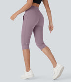 Pantalon corsaire jogging de yoga Softlyzero™ moelleux, taille haute à cordon avec poches latérales