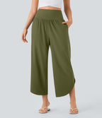 Pantalon fluide resort Breezeful™ à séchage rapide, coupe fendue et effet ventre plat