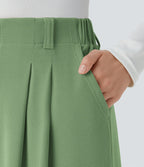 Pantalon Tailleur Large Fluide Halara Flex™ Gaufré Taille Haute Poches Latérales
