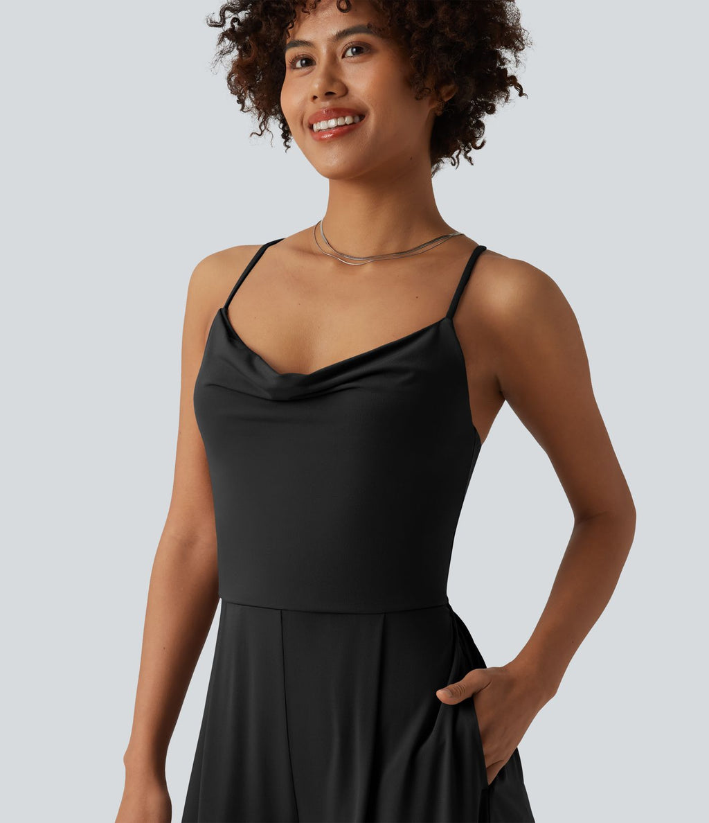 Combinaison décolleté drapé à bretelles croisées avec poches - Édition Easy Peasy