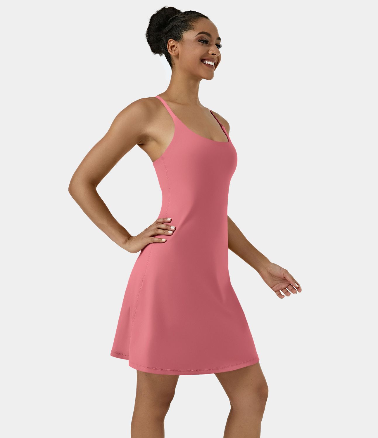 Softlyzero™ Airy Robe Sport de Yoga Plus Longue Dos Nu Découp Bretelles Réglables et Poches