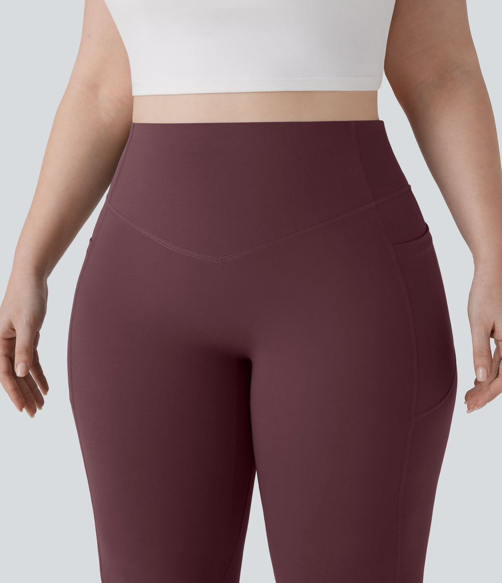 Pantalon de yoga à coupe bootcut gainant galbant taille haute grande taille avec effet scrunch et poches Halara UltraSculpt™