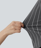 Chemise tailleur à rayures manches courtes