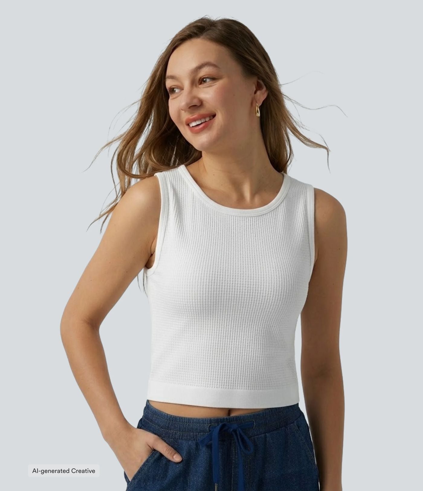 Débardeur court sans coutures en tissu gaufré OneForm Seamless Flow