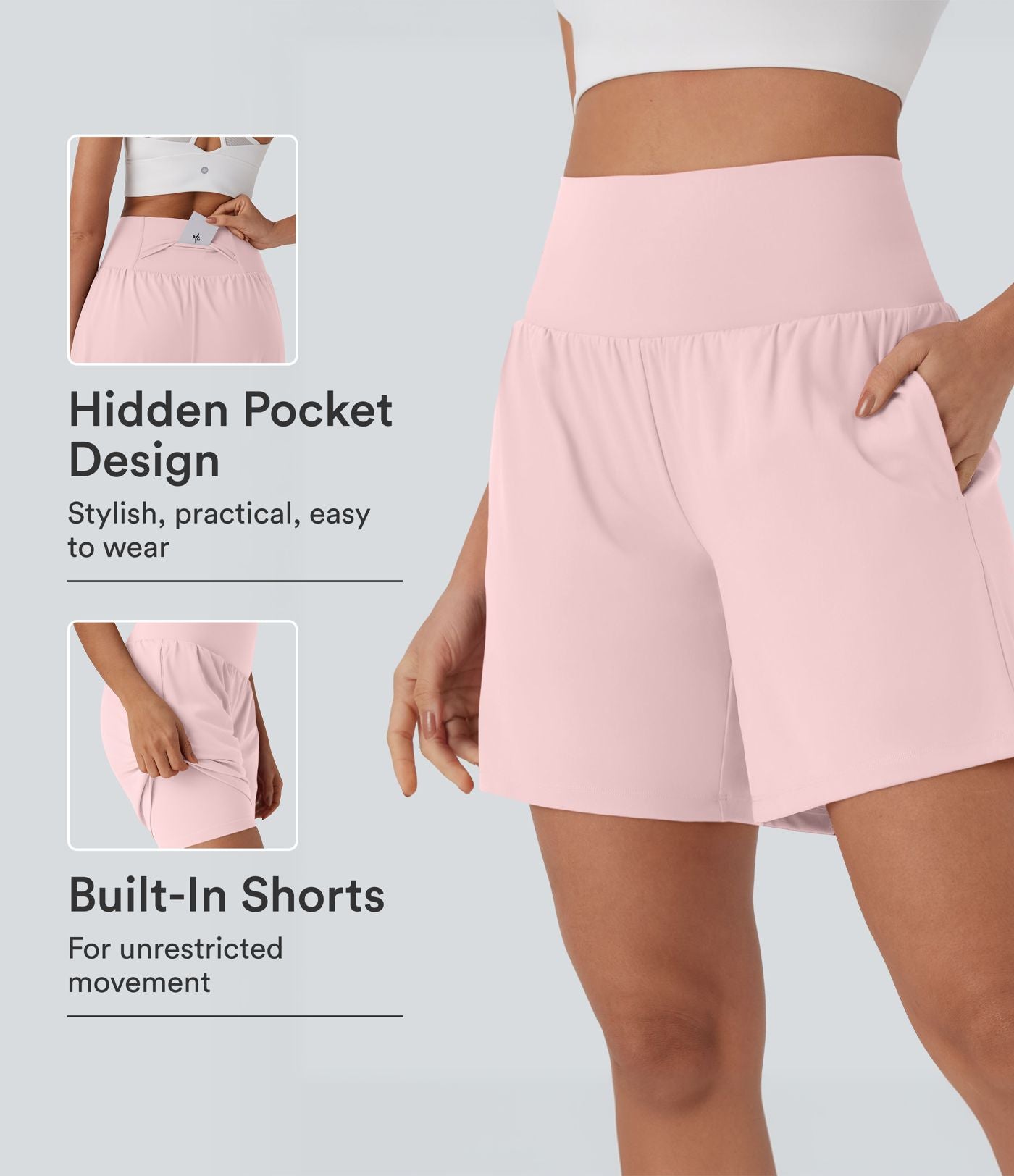 Short de yoga SoftlyZero™ Airy 2-en-1 taille très haute avec poches et effet frais InstantCool 17,5 cm