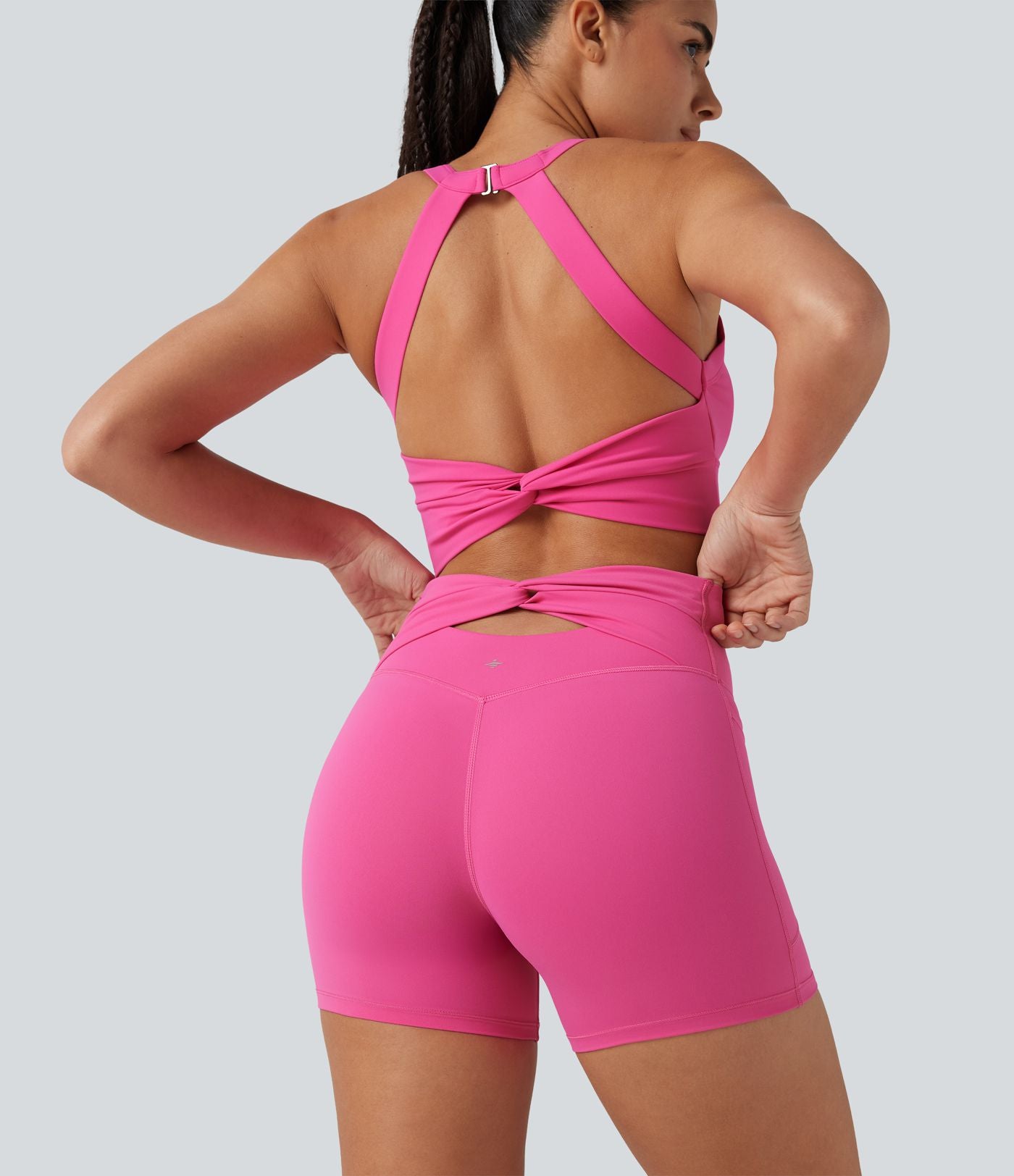 Short de yoga cycliste SoftlyZero™ Plush taille haute dos torsadé 12,5 cm avec poches