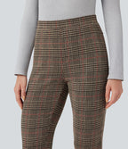 Halara Flex™ Pantalon skinny tailleur taille haute à motif pied-de-poule avec poches arrière