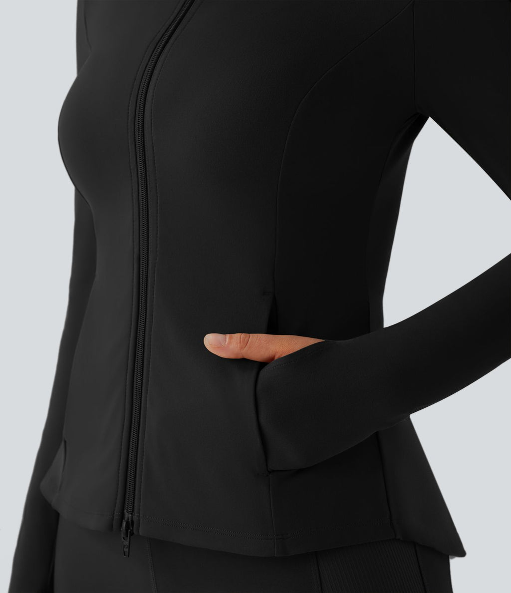 Veste d'équitation ajustée Softlyzero™ avec col montant, passe-pouces, poches, plis et fermeture éclair - Protection UPF50+