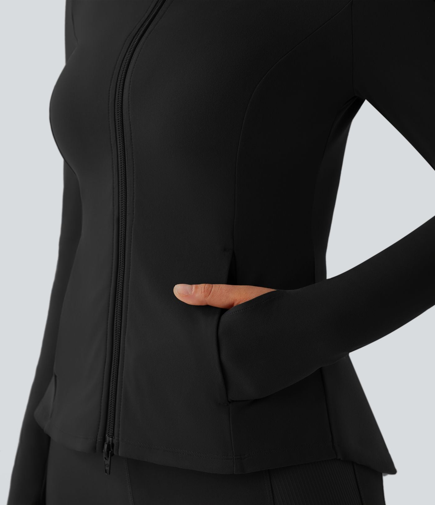 Veste d'équitation ajustée Softlyzero™ avec col montant, passe-pouces, poches, plis et fermeture éclair - Protection UPF50+