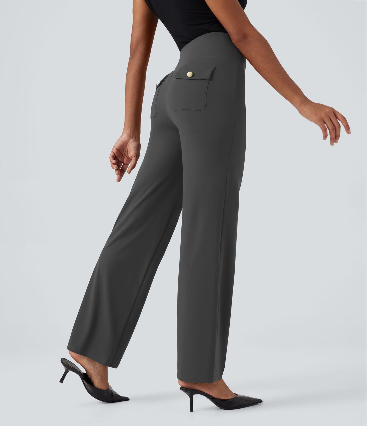 Pantalon de travail droit gainant taille haute avec poches Halara UltraSculpt™