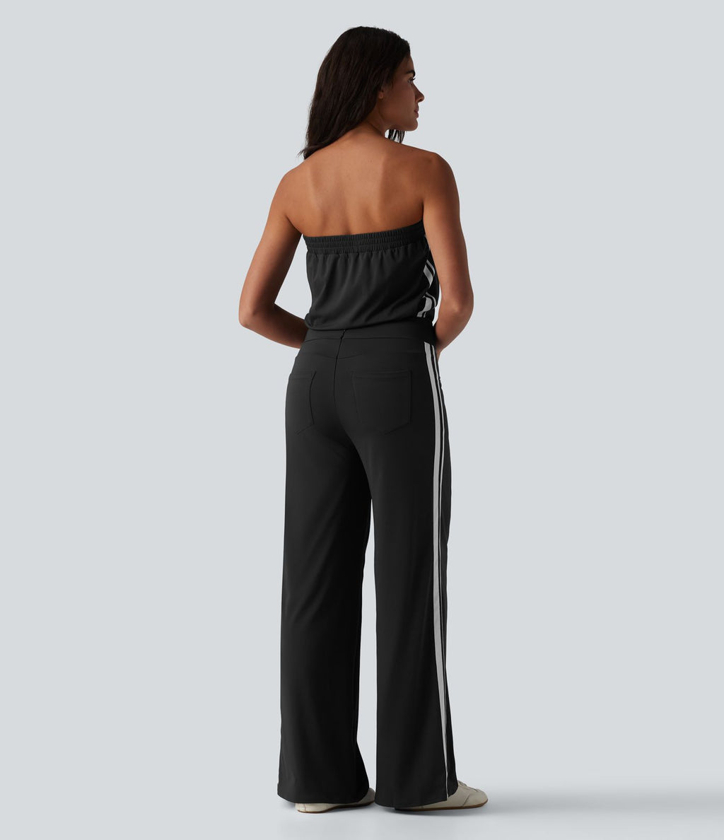 Combinaison casual bustier bandes latérales rayures à séchage rapide SoftlyZero™ QuickDry avec poches - Easy Peasy