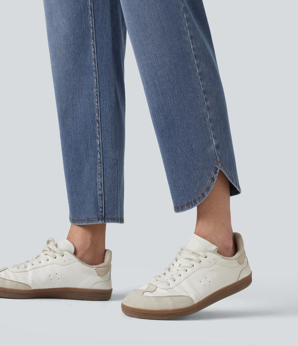 Jean skinny décontracté 7/8 Halara Flex™ taille haute, effet ventre plat, ourlet arrondi et poches