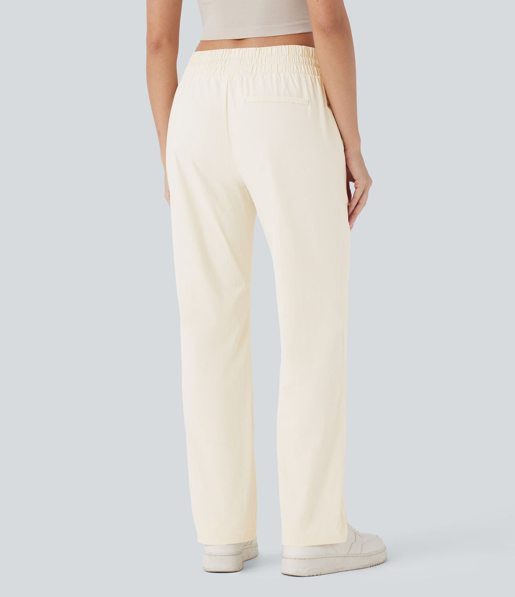 Pantalon décontracté résistant à l'usure, taille moyenne, cordon ajustable, poches latérales et coupe droite