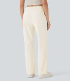 Pantalon décontracté résistant à l'usure, taille moyenne, cordon ajustable, poches latérales et coupe droite