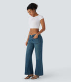 Jean bootcut délavé Halara Flex™ taille basse à poches multiples et fermeture zippée