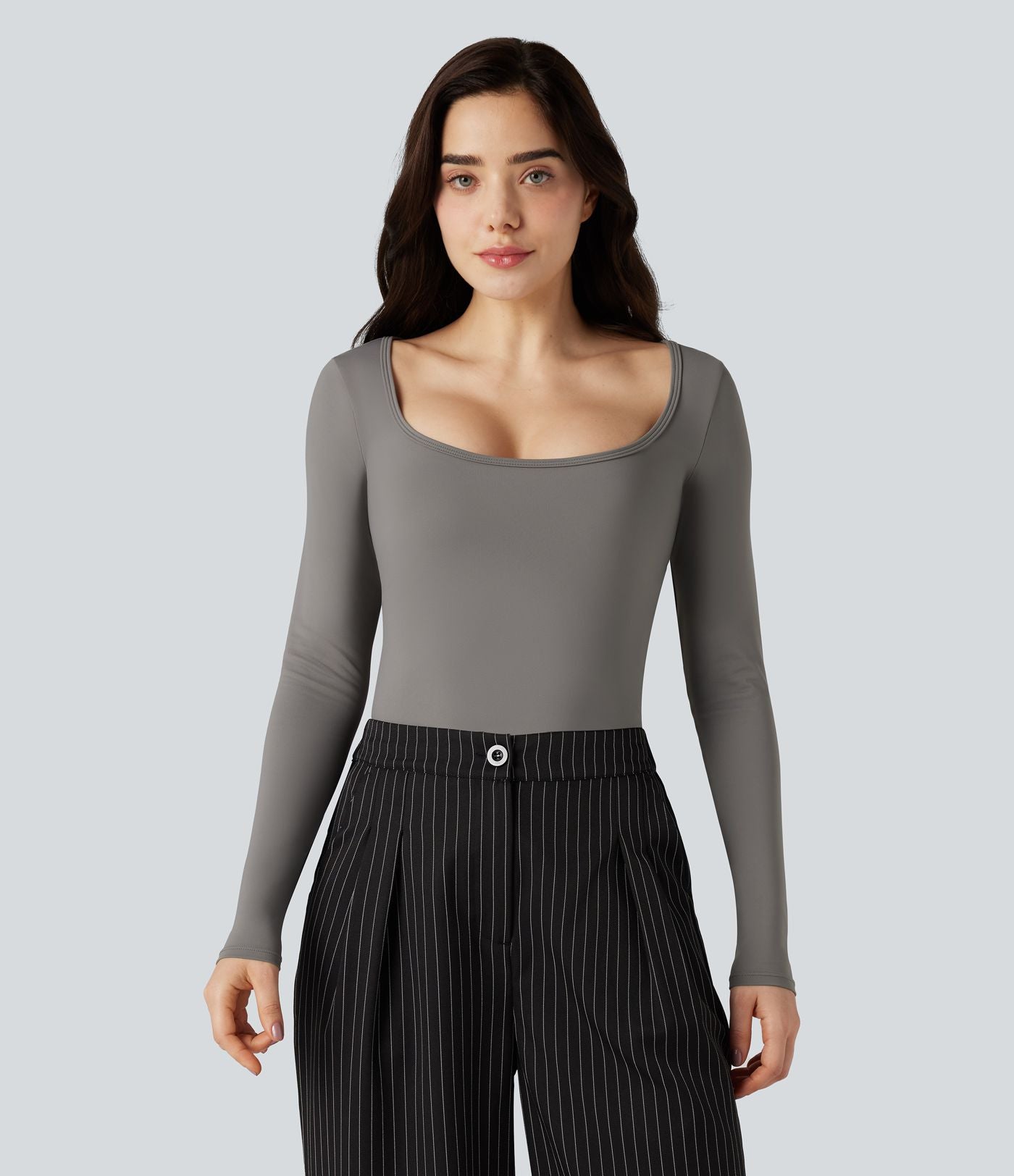 T-shirt tailleur SoftlyZero™ Airy col échancré manches longues