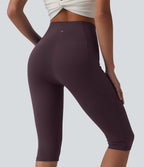 Legging de yoga corsaire SoftlyZero™ taille haute croisé avec poches - UPF50+