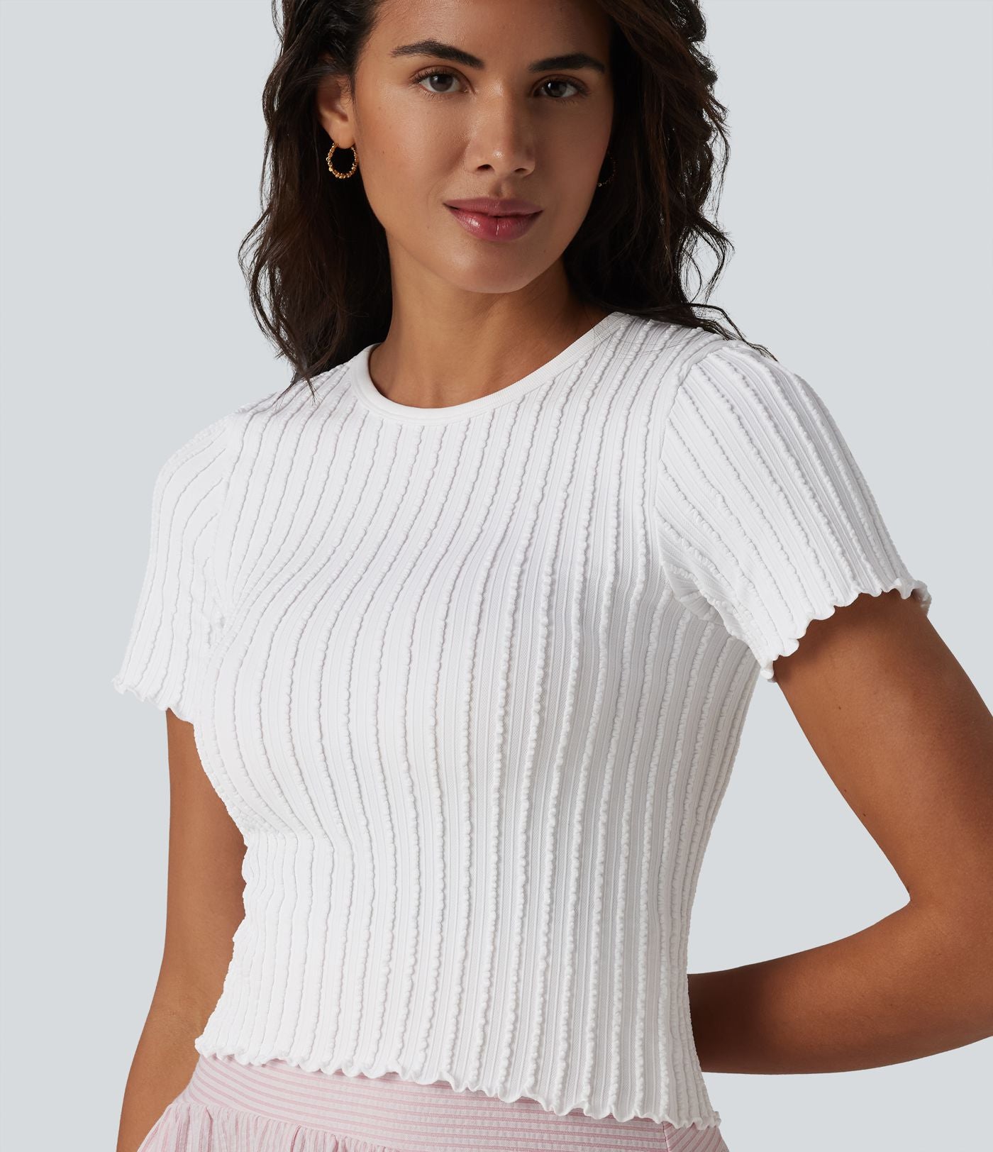 T-shirt crop décontracté OneForm Seamless Flow col rond manches courtes