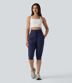 Jogging de danse fuselé 7/8 froncé séchage rapide effet frais InstantCool taille haute avec cordon de serrage et poches, protection solaire UPF40+