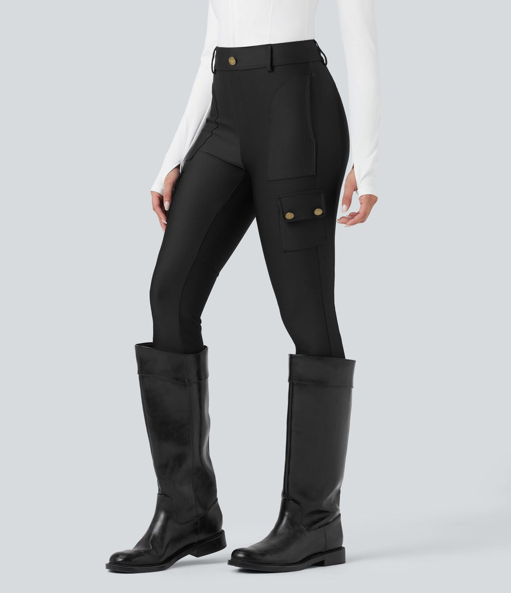 Legging 7/8 brillant taille haute avec poches