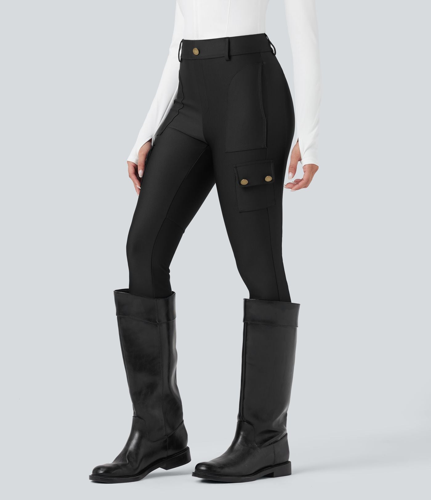 Legging 7/8 brillant taille haute avec poches