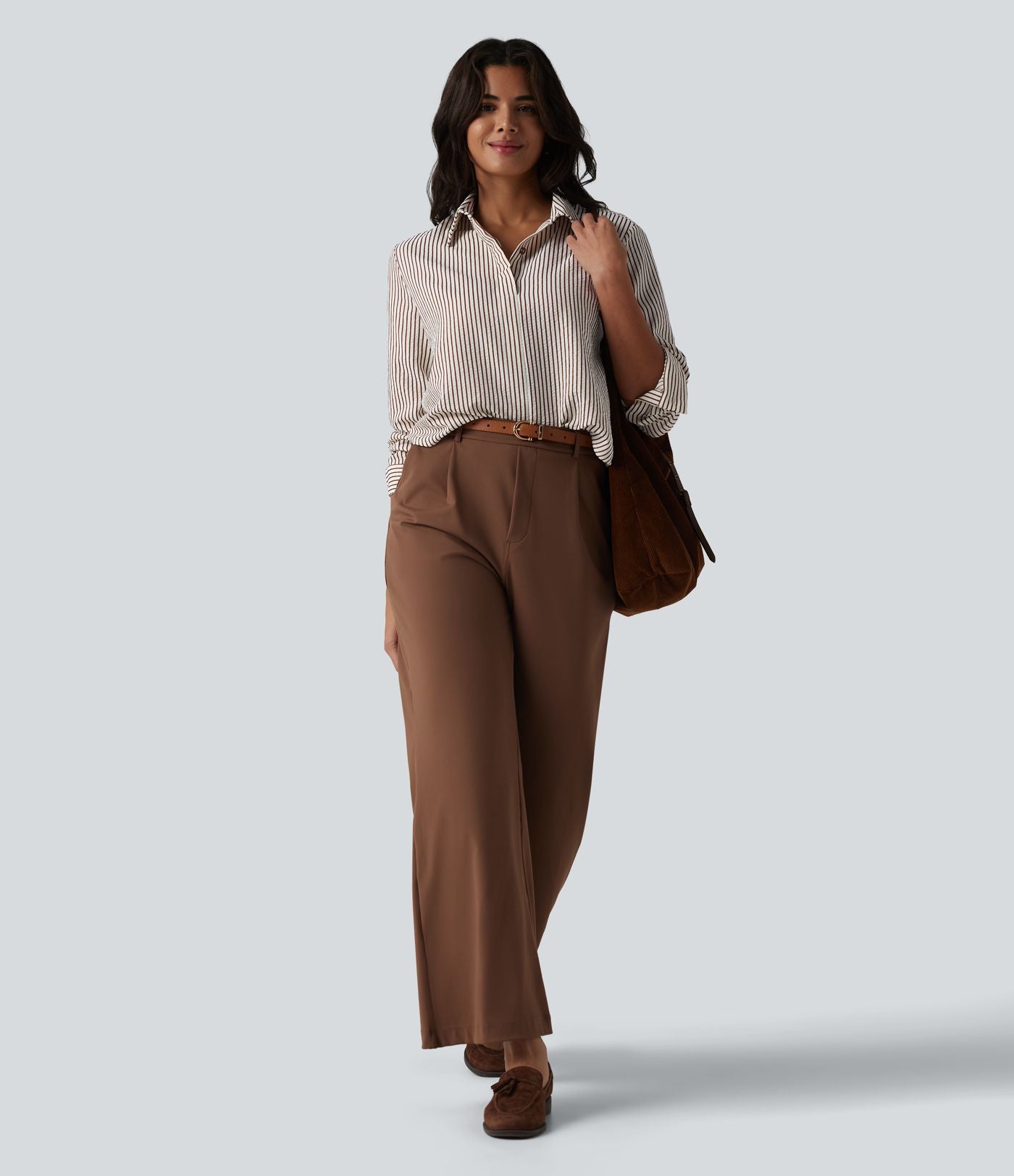 Chemise tailleur à rayures manches longues