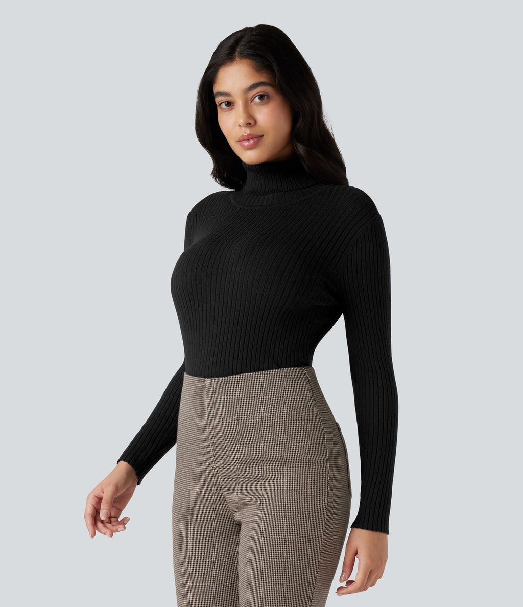 Pull tailleur col montant manches longues