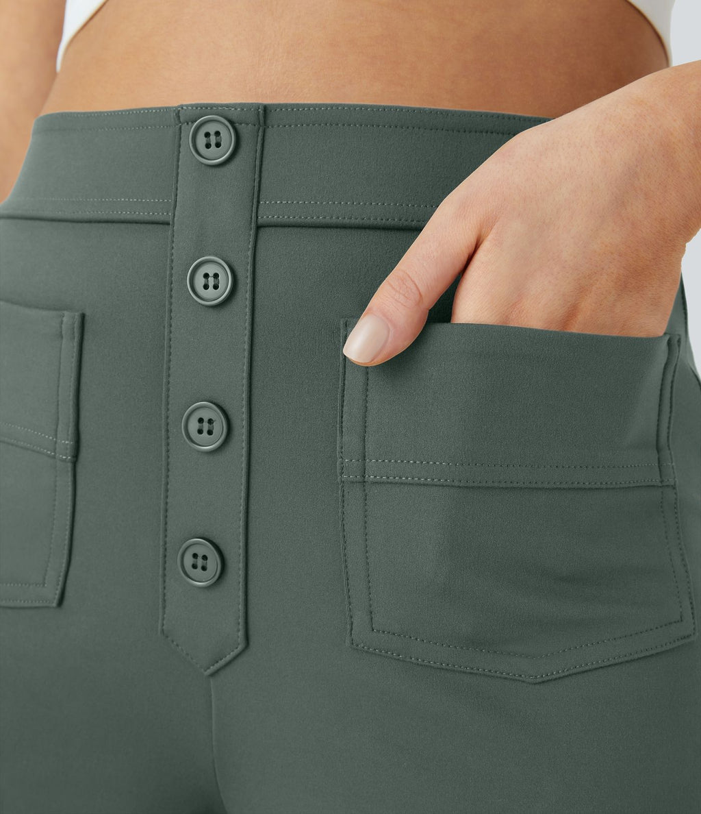 Pantalon taille haute coupe droite DayStretch avec poches
