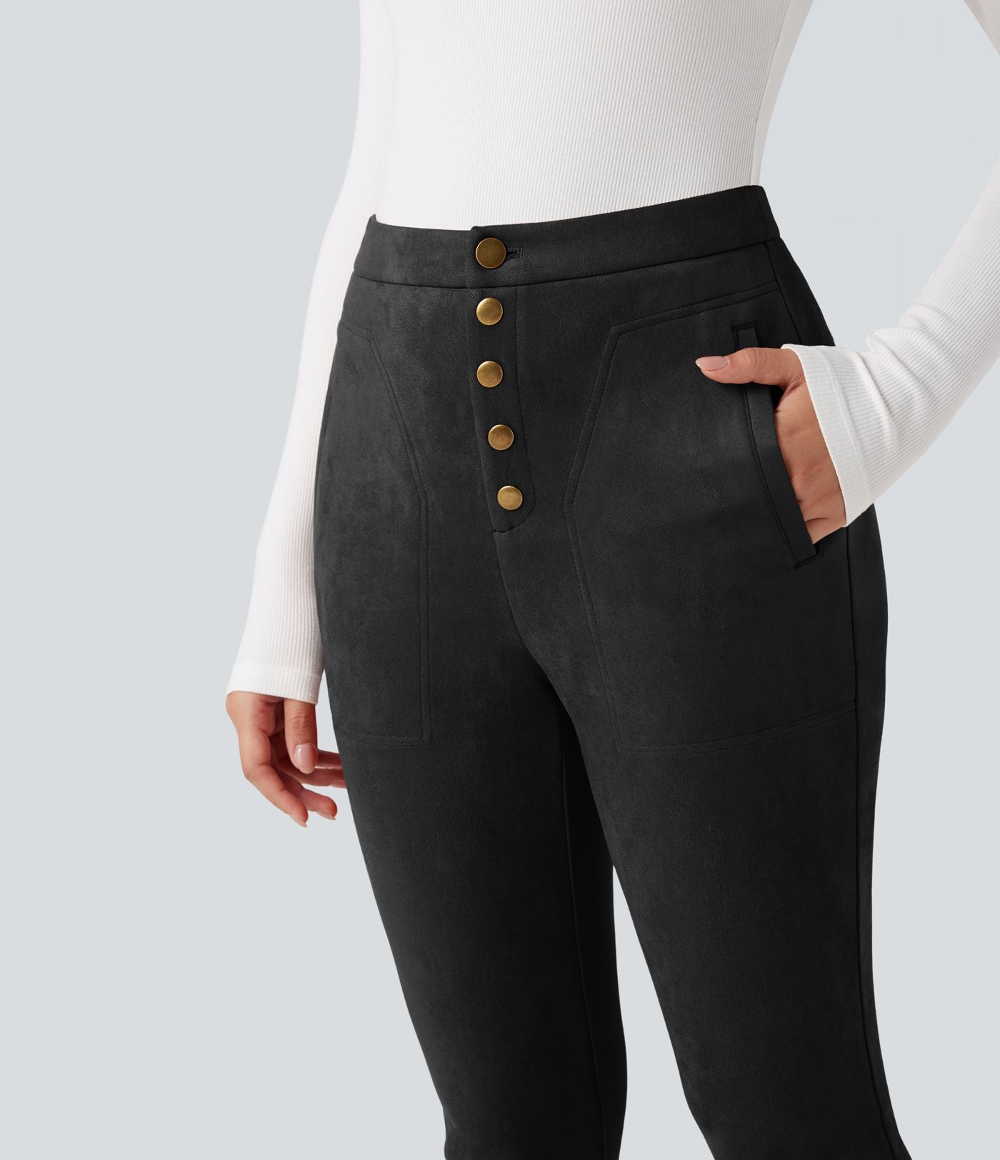 Legging suédine taille haute avec poches