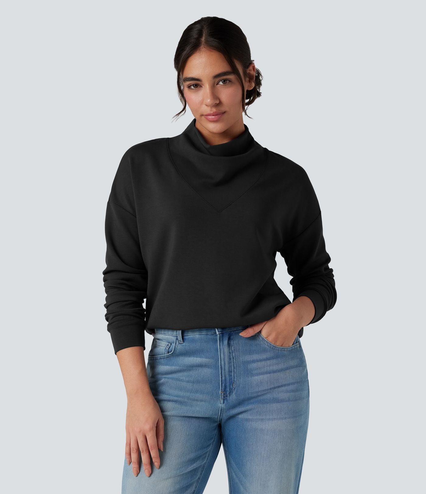 Sweat-shirt décontracté SpacerTek™ col bénitier et manches longues