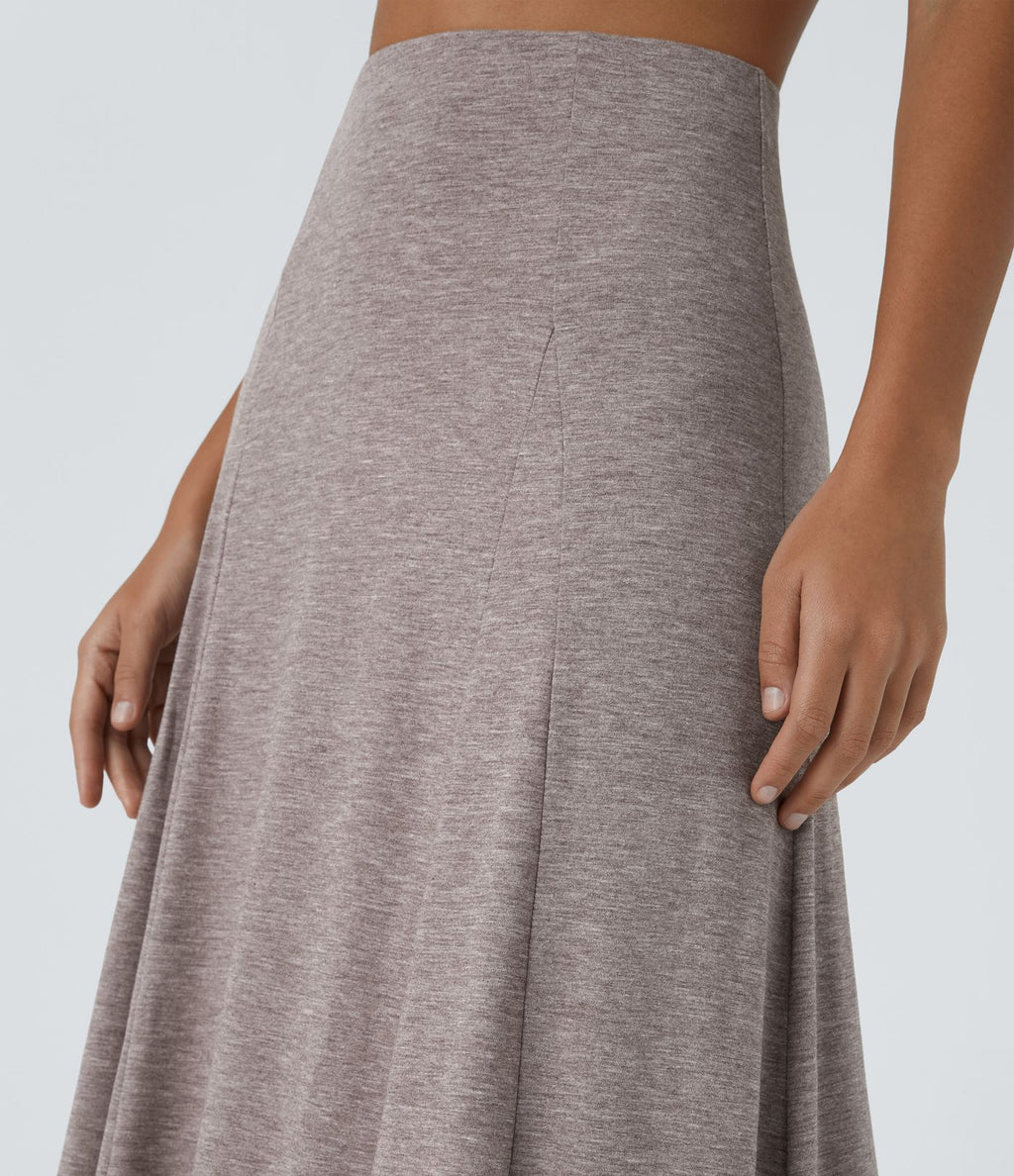 Jupe Évasée Casual Longue Fermeture Éclair Latérale Taille Haute