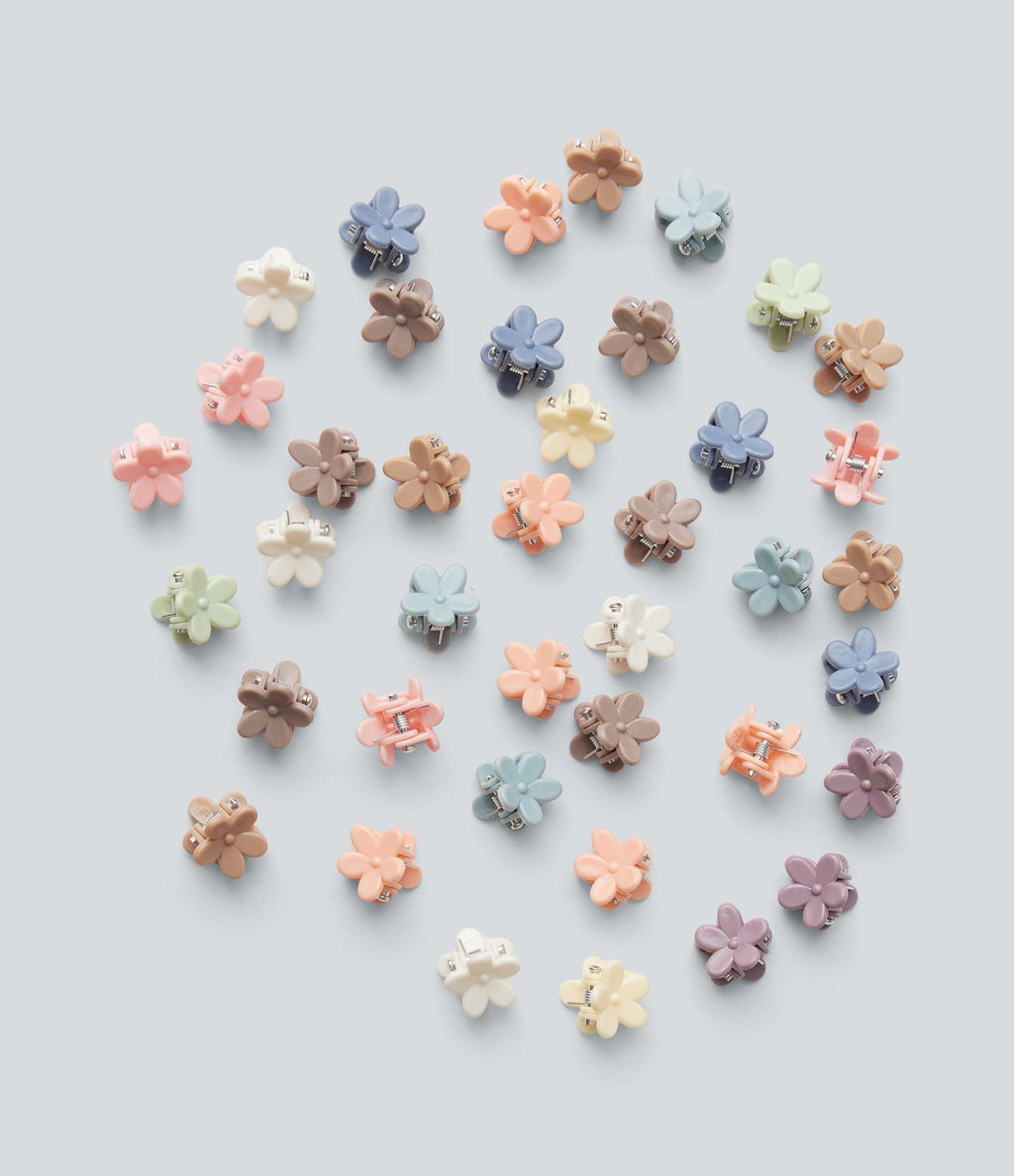 Mini pinces à cheveux fleuries - lot de 40