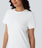 Robe tee-shirt mini décontractée unie col rond à manches courtes
