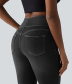 Jean capri skinny Halara Flex™ taille haute décontracté à ourlet roulotté avec poches