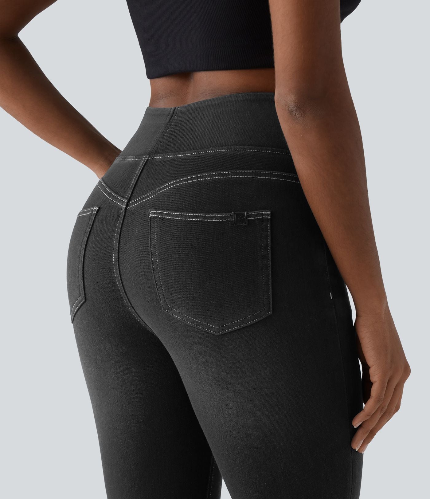 Jean capri skinny Halara Flex™ taille haute décontracté à ourlet roulotté avec poches