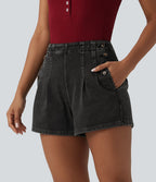 Halara Flex™ Short en denim taille haute 7,5 cm avec poches