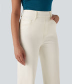 Halara Flex™ Jean casual délavé jambe droite taille haute gainant avec poches
