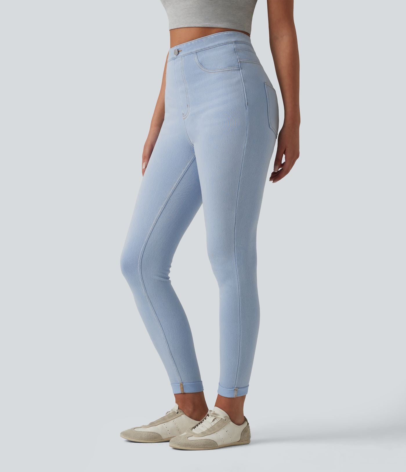 Legging 7/8 casual denim Halara Flex™ gainant taille haute avec poches