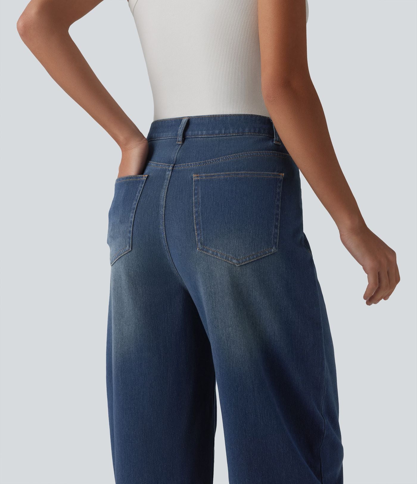 Halara Flex™ Jean barrel coupe tonneau taille mi-haute avec poches