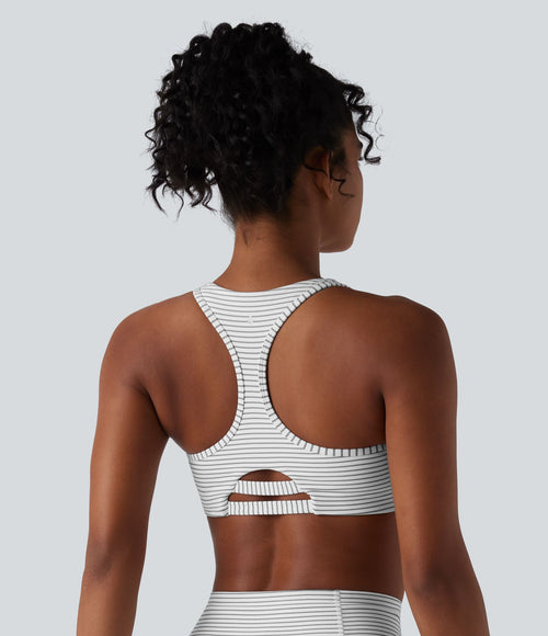 Brassière de sport d'entraînement soutien moyen dos nageur à rayures