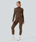Veste de yoga Halara UltraSculpt™ col montant push-up manches longues à trous pouces avec poches