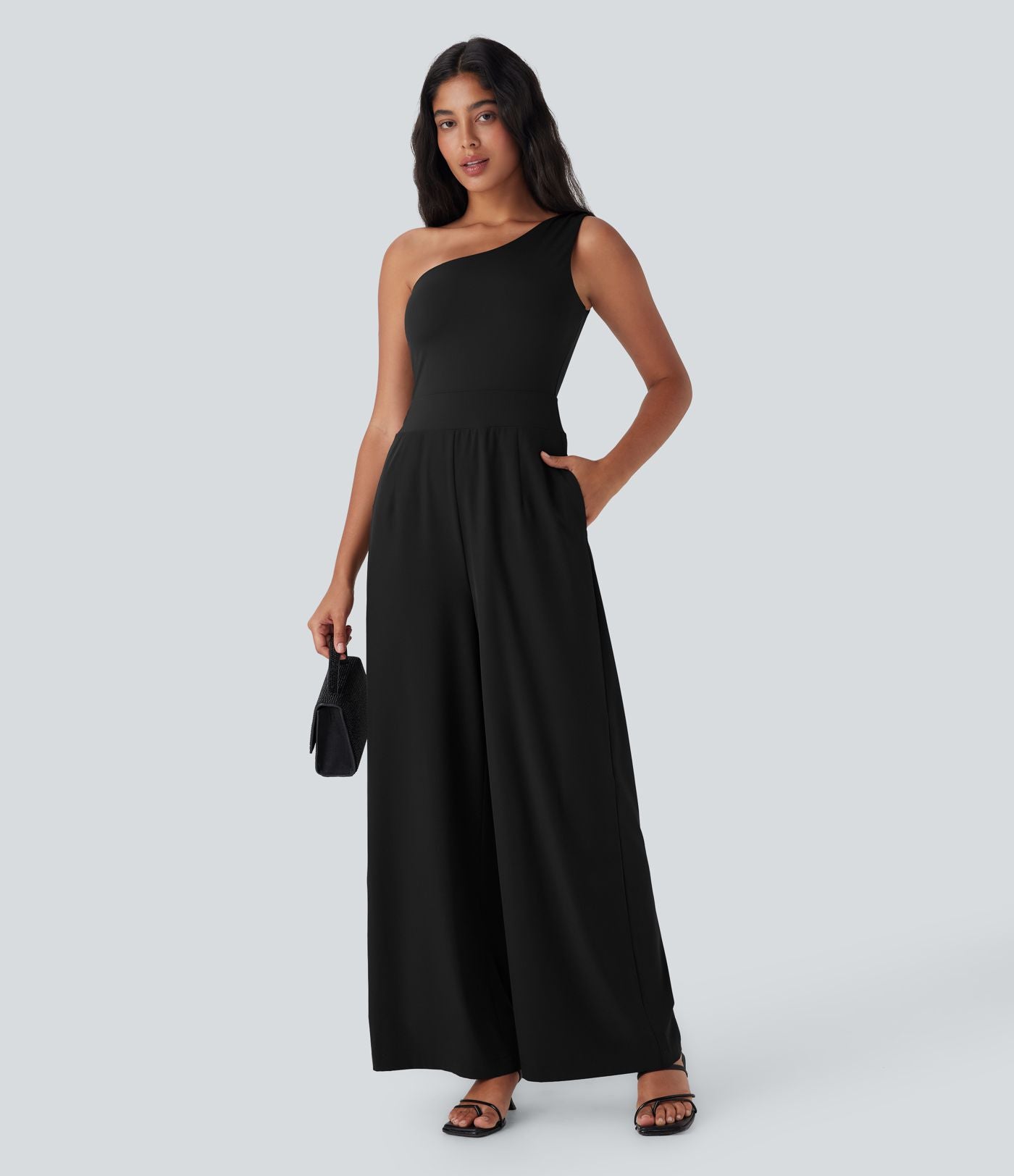 Combinaison de soirée Breezeful™ asymétrique dos nu séchage rapide avec poches latérales