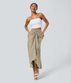 Jupe fluide de Vacances Breezeful™ Séchage Rapide Taille Haute Dos Noué Torsadé