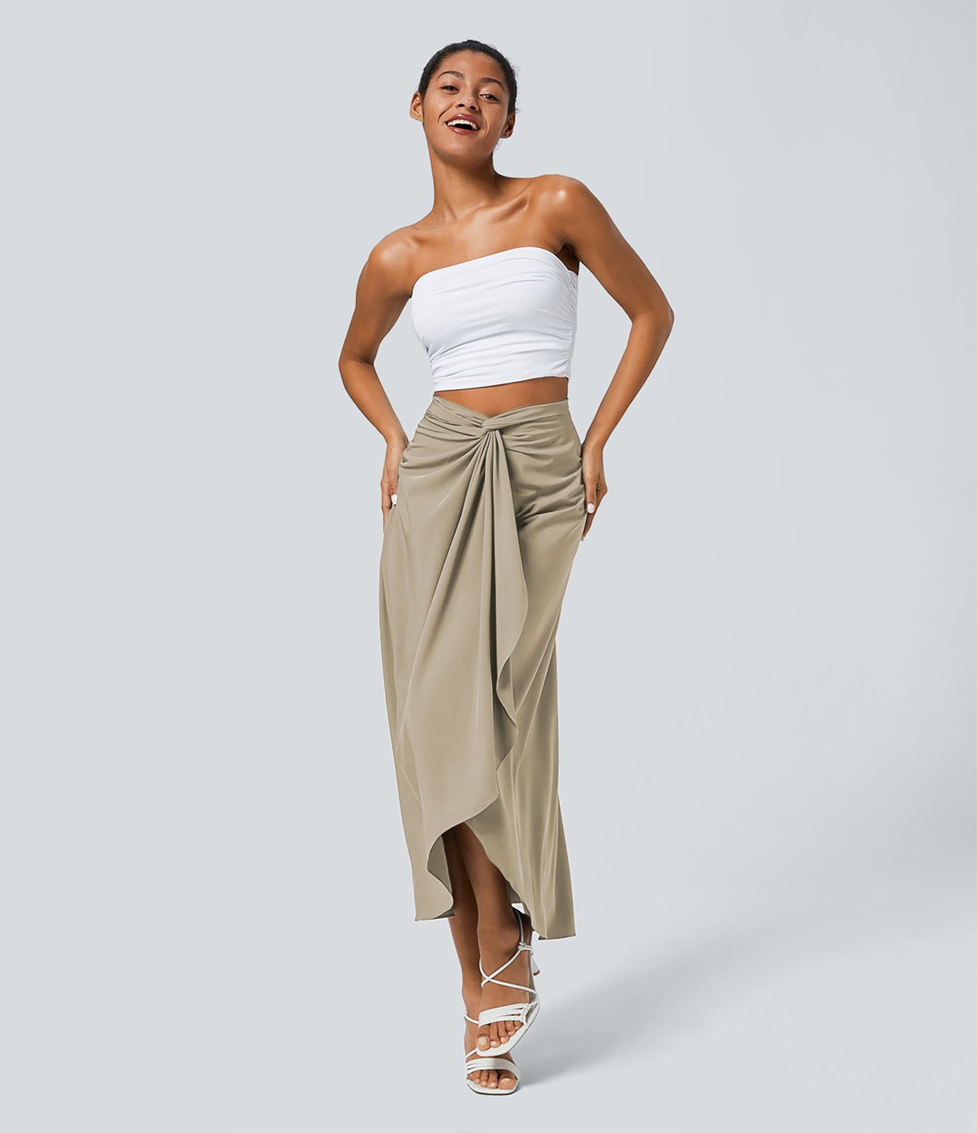 Jupe fluide de Vacances Breezeful™ Séchage Rapide Taille Haute Dos Noué Torsadé