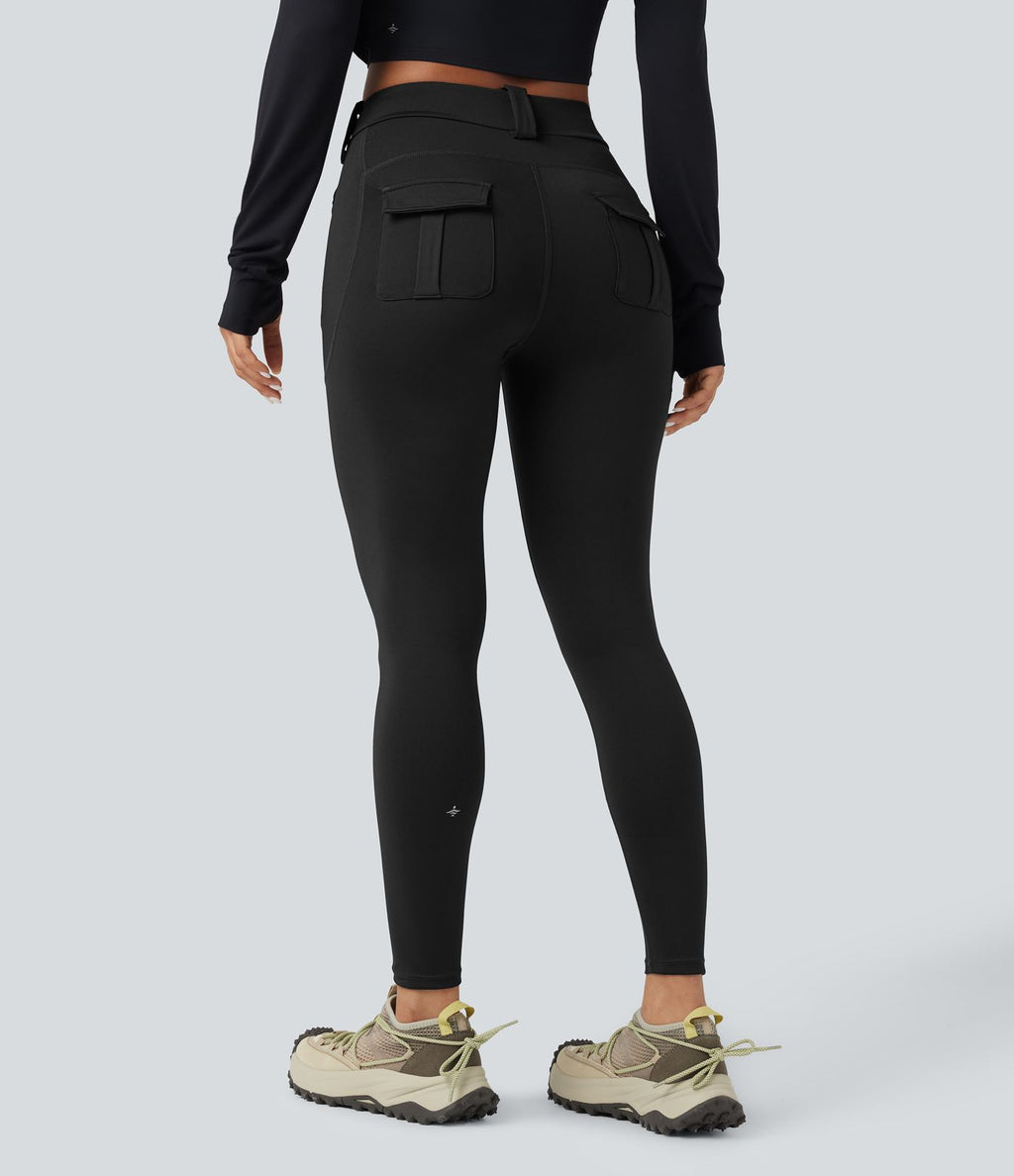 Legging cargo de randonnée résistant à l'usure taille mi-haute avec poches