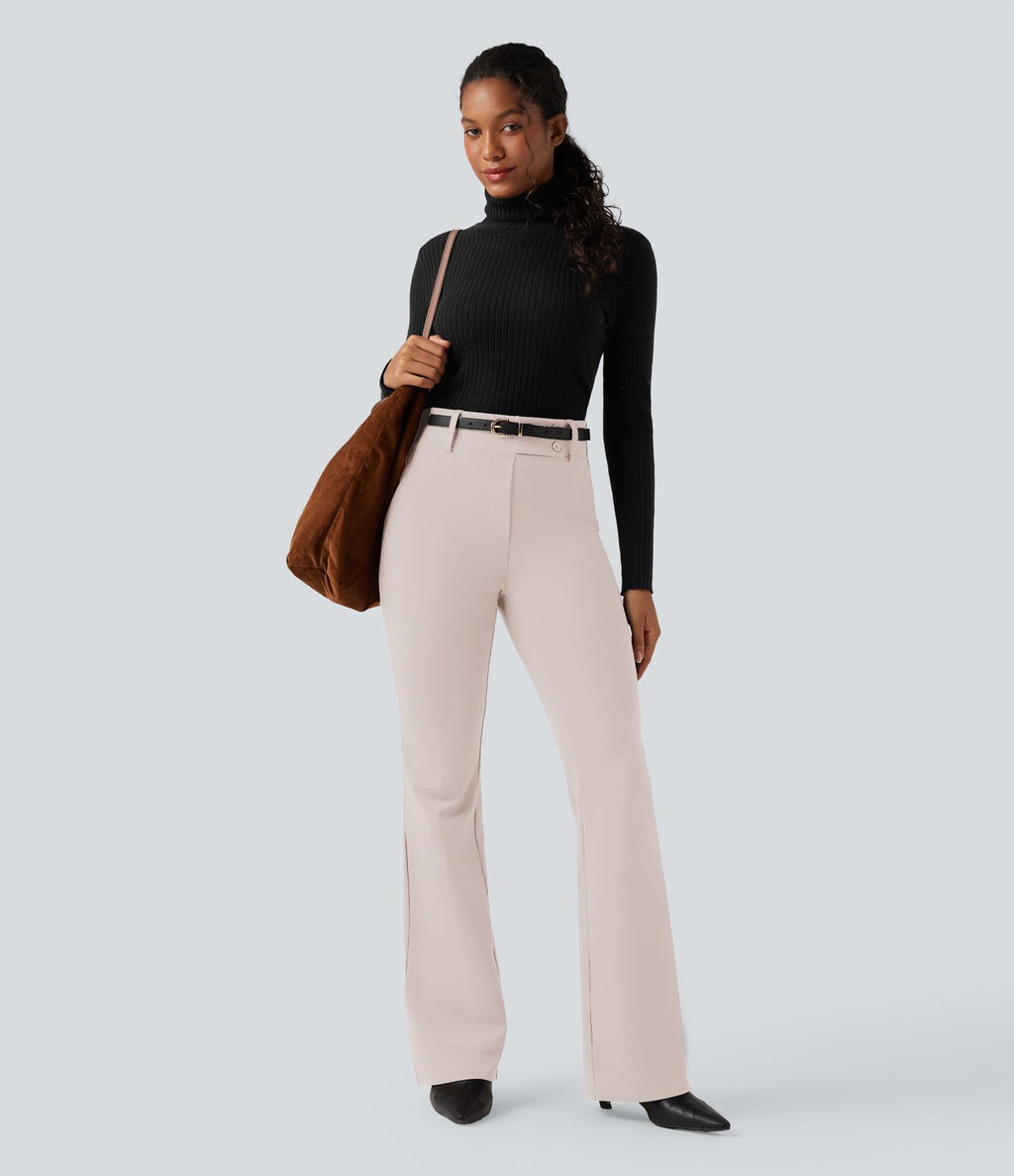 Pantalon tailleur évasé taille haute avec poches Halara Flex™