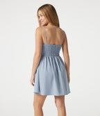 Robe nuisette mini longue casual froncée à bretelles ajustables