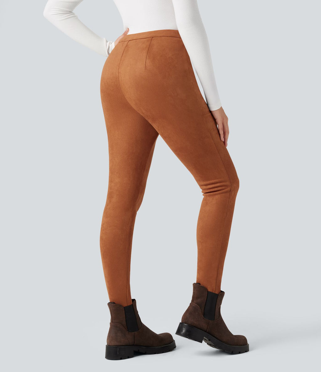 Legging suédine taille haute avec poches